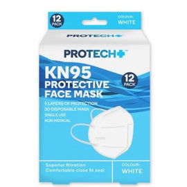 Protech KN95 Protective Face Mask White 12 Pack