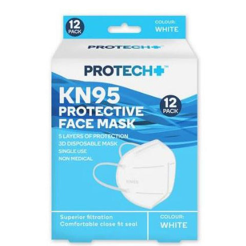 Protech KN95 Protective Face Mask White 12 Pack