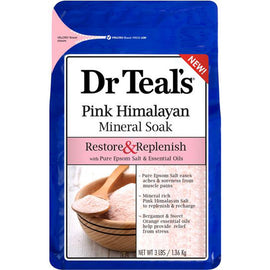 Dr Teal's Pink Himalayan Epsom Salt Soak 1.36kg Bergamot & Orange Oils