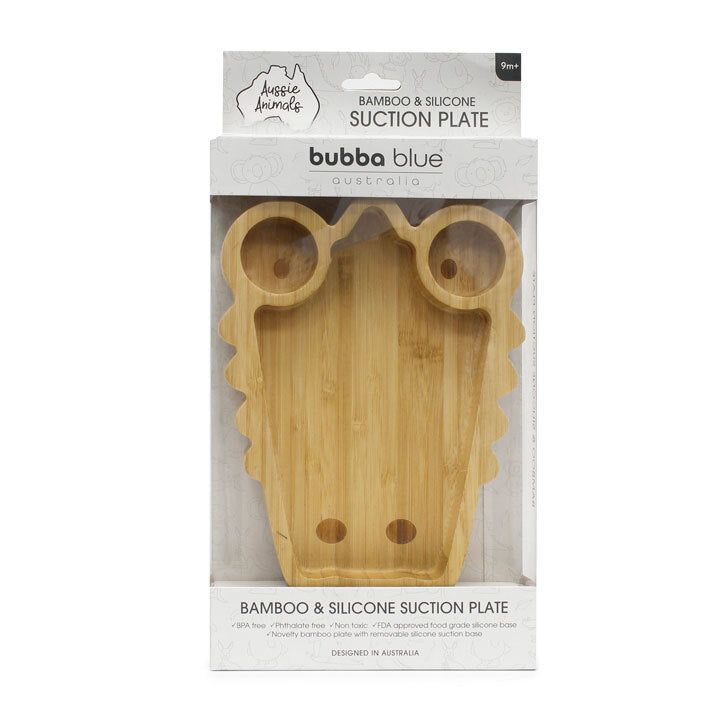 Bubba Blue Bamboo And Silicone Suction Plate With Removable Suction Base Crocodile