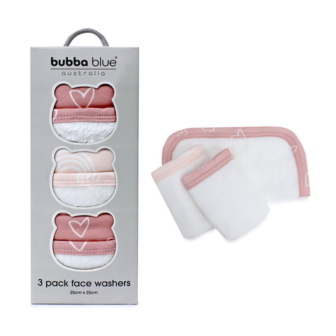 Bubba Blue Nordic 3pk Wash Cloth Dusty Berry Rose 25 x 25cm