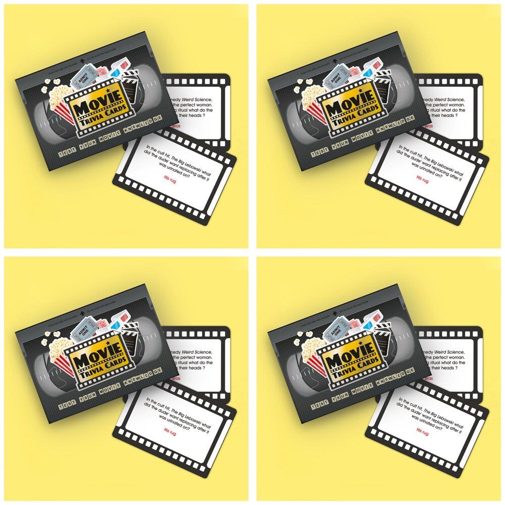 Movie Trivia Cards Game in Retro VHS Style Case Pack of 4