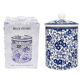 Blue Story Fine China Canister Blue Floral