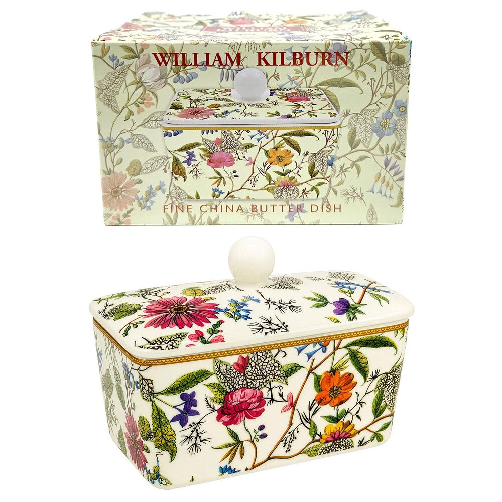 William Kilburn Fine China Butter Dish Floral