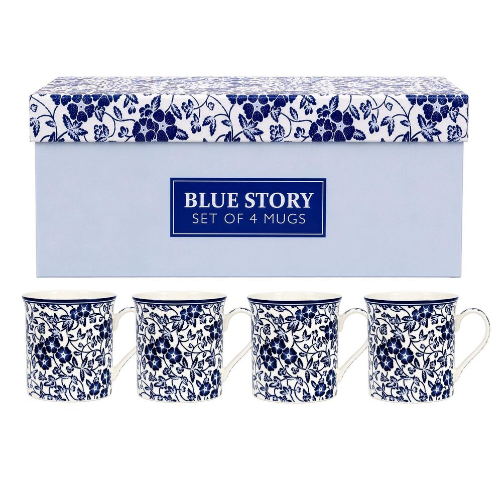 Blue Story Bone China Mug Set of 4