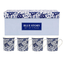 Blue Story Bone China Mug Set of 4