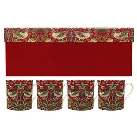 Strawberry Thief Mug Set of 4 Red