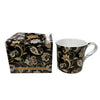 Jacobean Black Palace Mug Paisley Floral Fine Bone China
