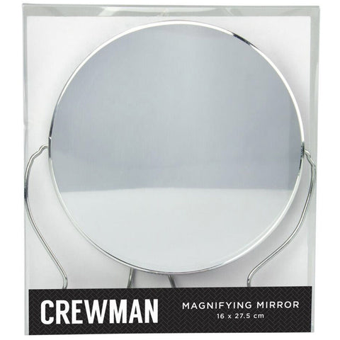 Crewman Mens 2-Sided Shaving Mirror on Stand - 145mm Diameter, 2x Magnification