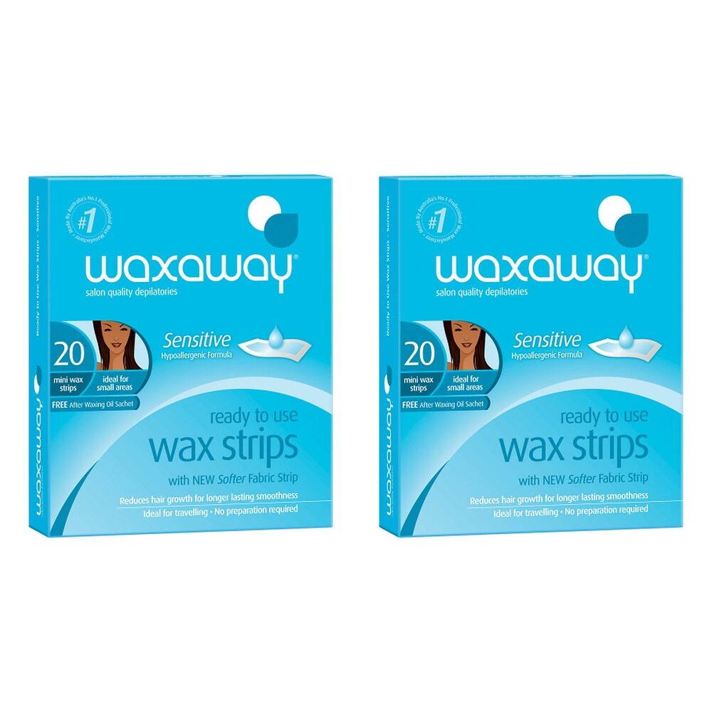 Waxaway Ready To Use Sensitive Mini Wax Strips 20 Pack Bundle of 2