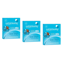 Waxaway Ready To Use Sensitive Mini Wax Strips 20 Pack Bundle of 3