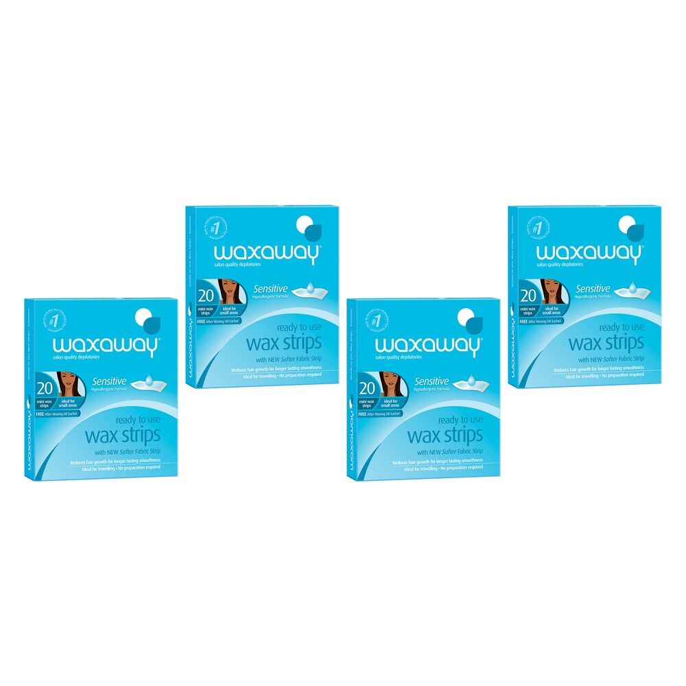 Waxaway Ready To Use Sensitive Mini Wax Strips 20 Pack Bundle of 4