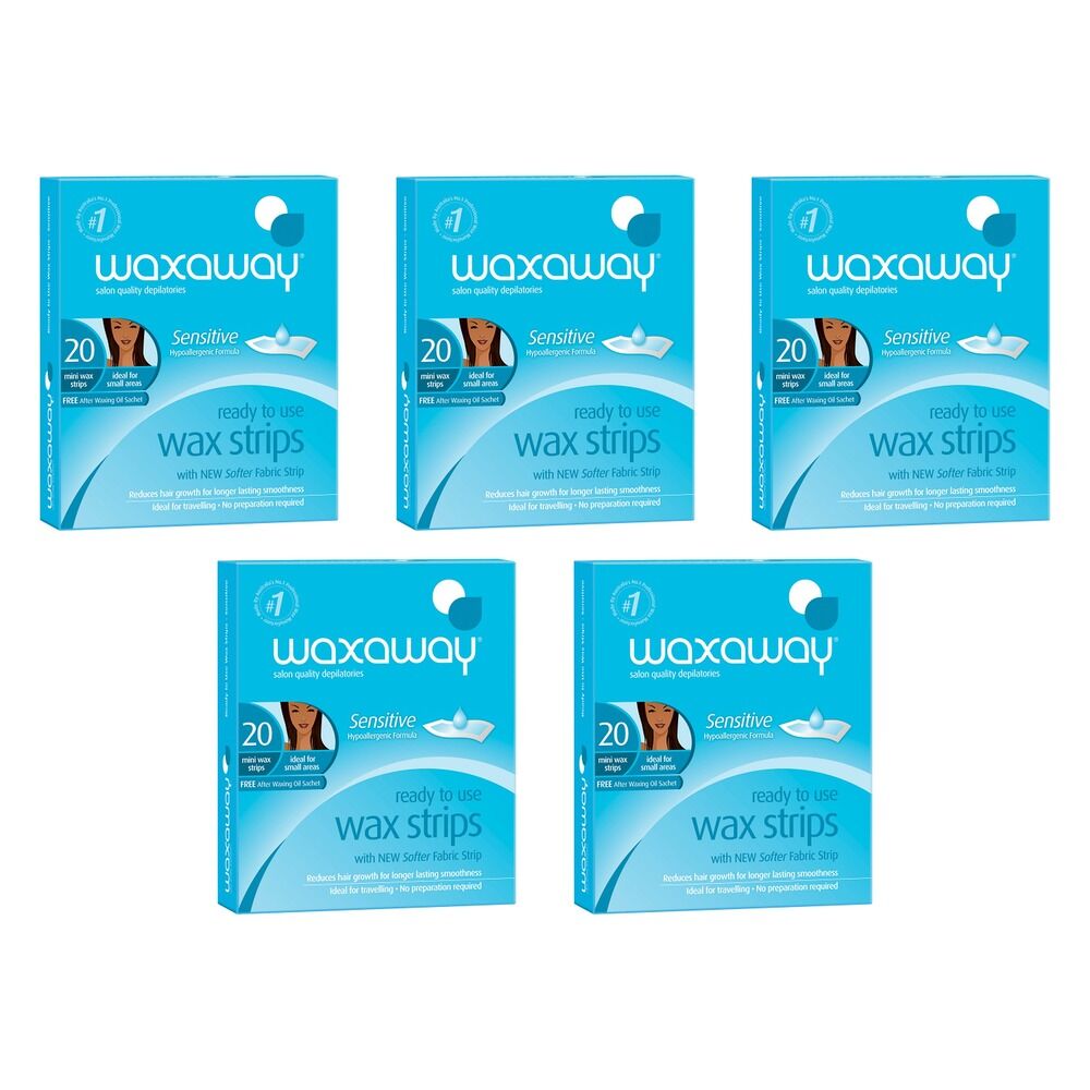 Waxaway Ready To Use Sensitive Mini Wax Strips 20 Pack Bundle of 5