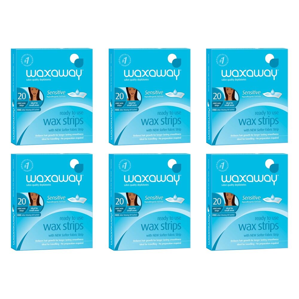 Waxaway Ready To Use Sensitive Mini Wax Strips 20 Pack Bundle of 6