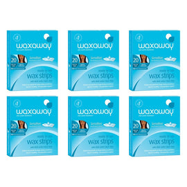 Waxaway Ready To Use Sensitive Mini Wax Strips 20 Pack Bundle of 6