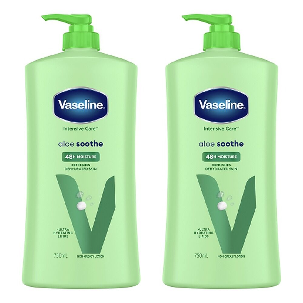 Vaseline Intensive Care Aloe Soothe Body Lotion 750mL Pack of 2