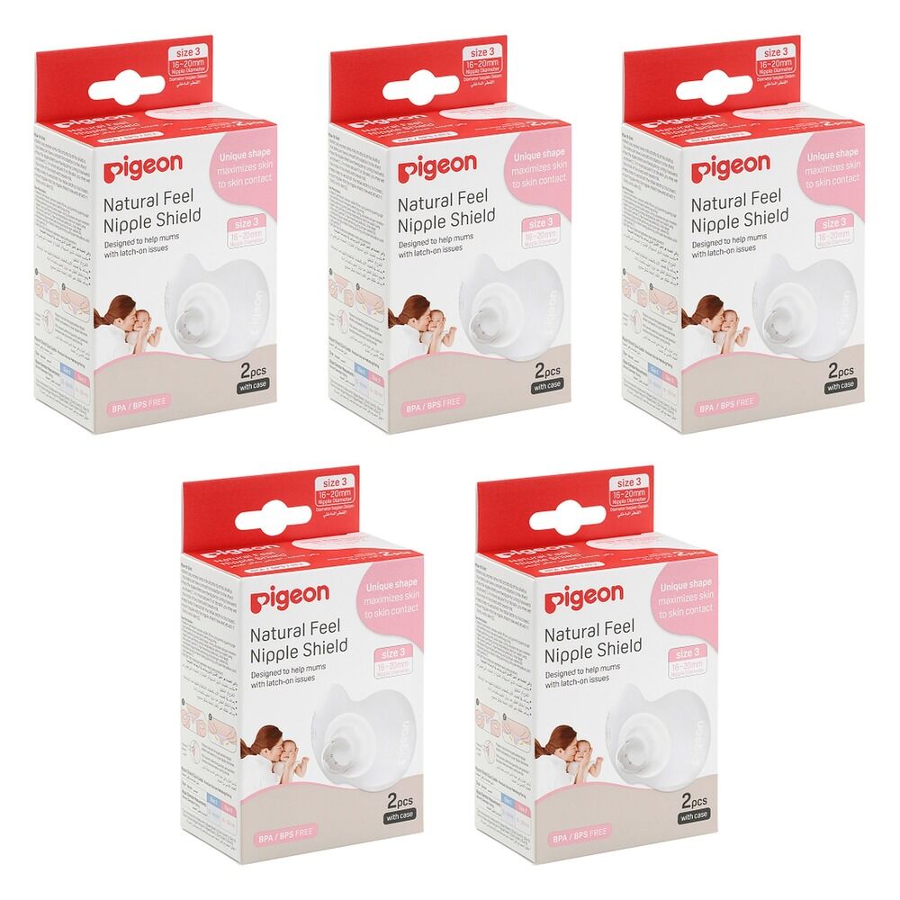 Pigeon Nipple Shield Natural Fit Size LL 2 Pack Bundle of 5