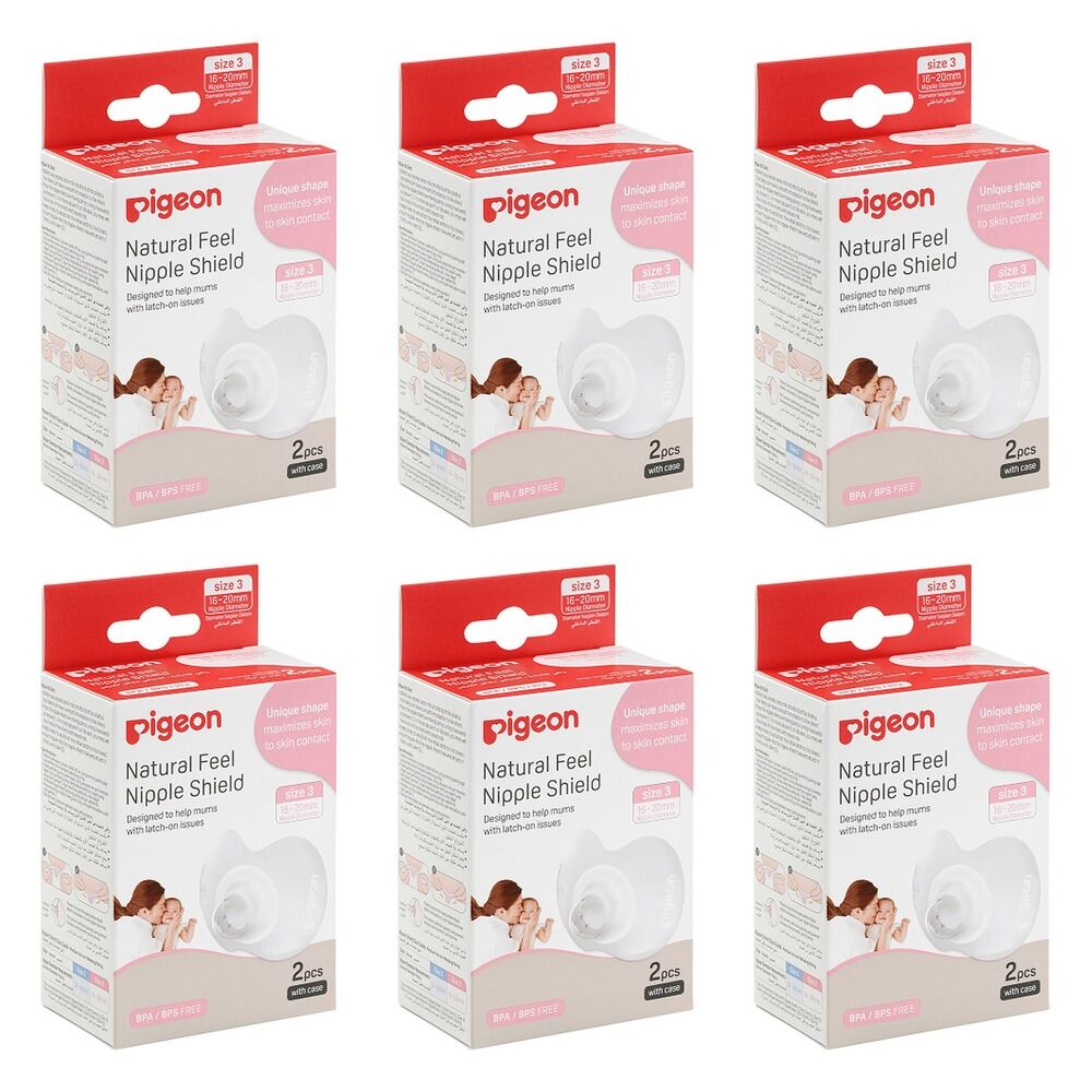 Pigeon Nipple Shield Natural Fit Size LL 2 Pack Bundle of 6