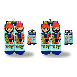 Feet Speak Fisherman Novelty Socks Totally Hooked Soles One Size Fits All Pack of 2