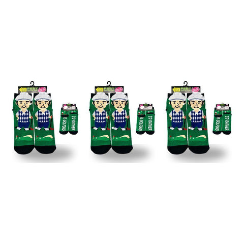 Feet Speak Golfer Novelty Socks I'd Rather Be Golfing Soles One Size Fits All Pack of 3
