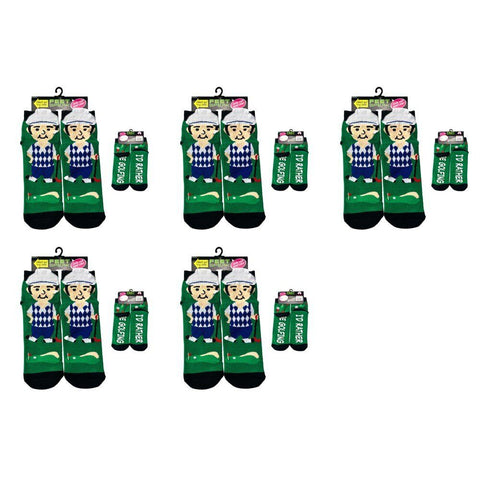 Feet Speak Golfer Novelty Socks I'd Rather Be Golfing Soles One Size Fits All Pack of 5