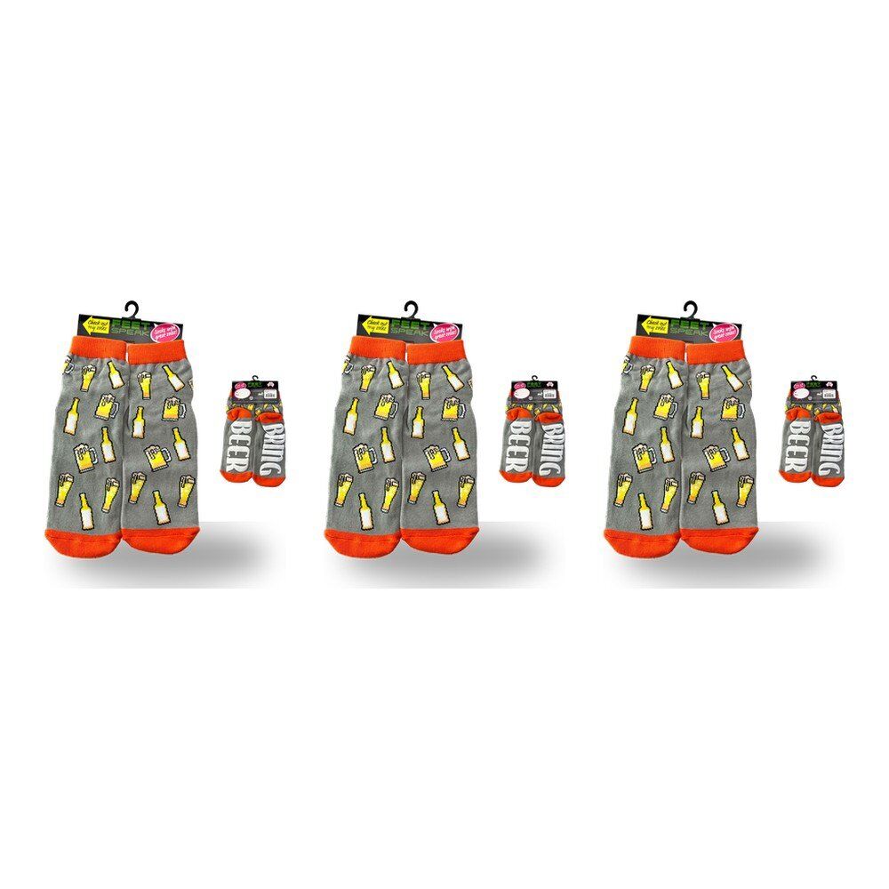 Feet Speak Beer Novelty Socks Bring Beer Soles One Size Fits All Pack of 3