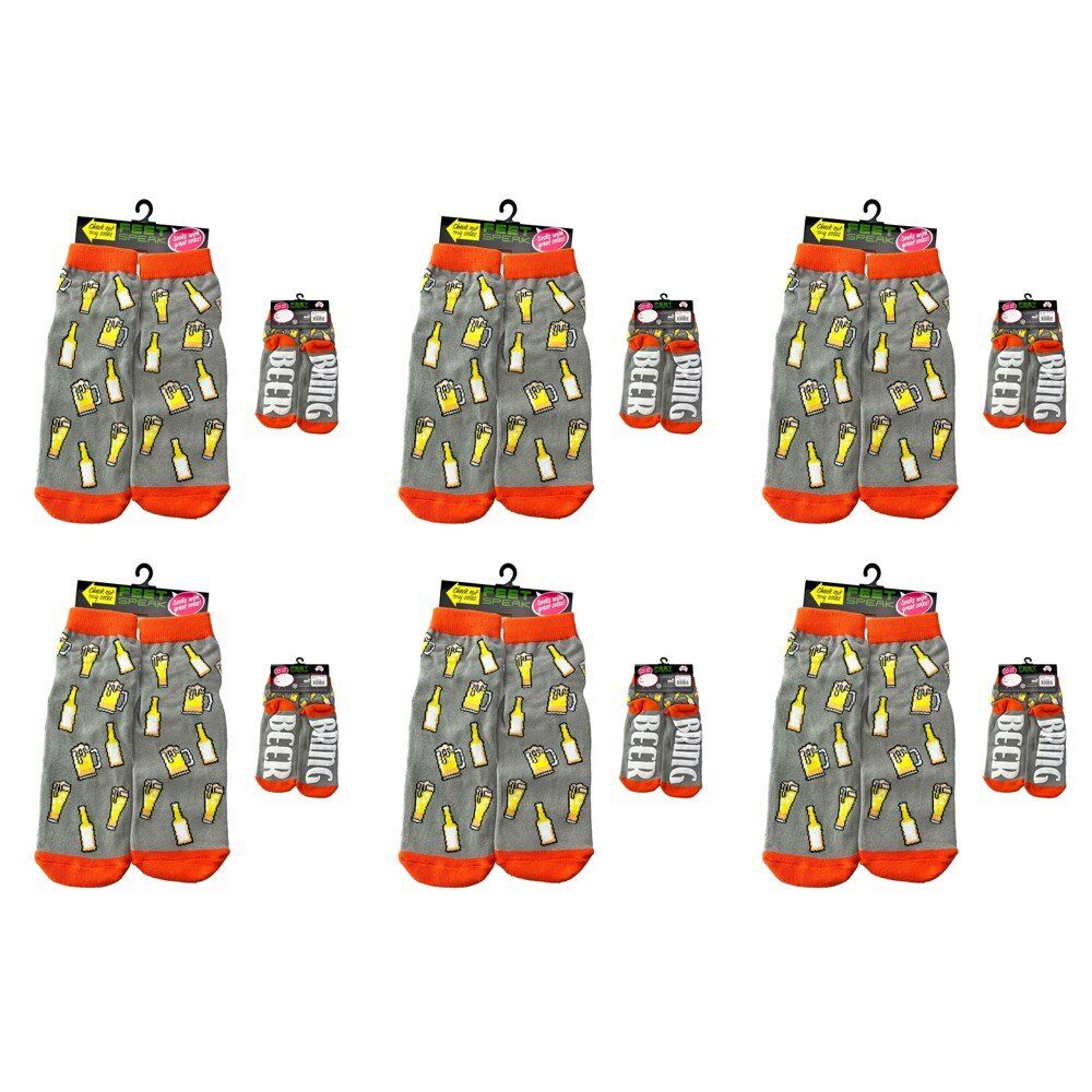 Feet Speak Beer Novelty Socks Bring Beer Soles One Size Fits All Pack of 6