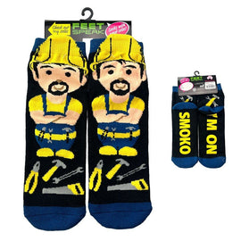 Feet Speak Tradie Novelty Socks I'm On Smoko Soles One Size Fits All
