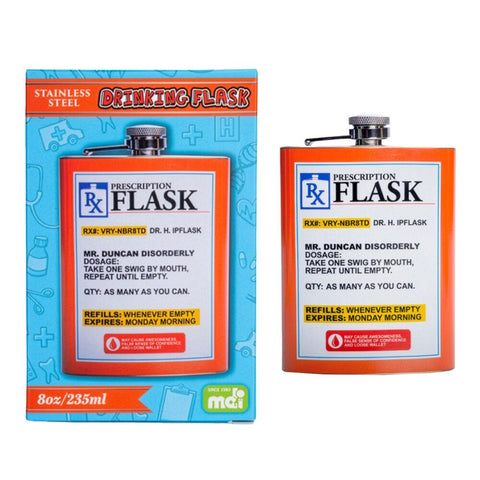 Novelty Prescription Drinking Flask Stainless Steel 235mL