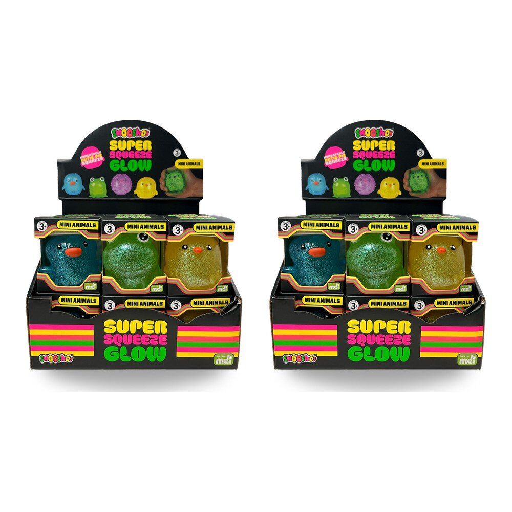 Smooshos Super Squeeze Glow Mini Animals Assorted Counter Display of 12 Bundle of 2