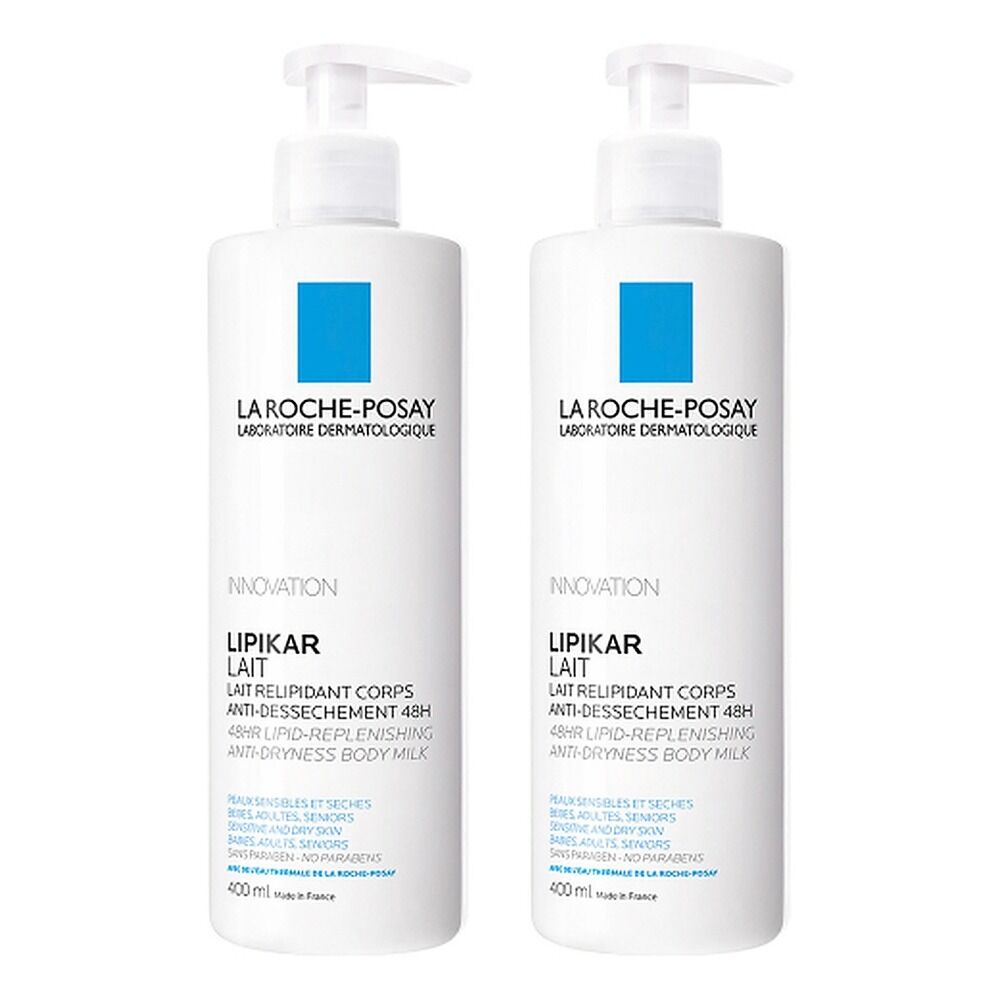 La Roche-Posay Lipikar Lait Body Milk, Long-Lasting Hydration, 400mL Pack of 2