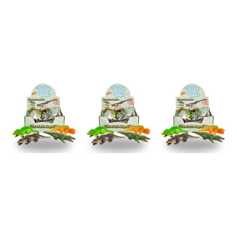 Novelty Gift Pullie Pal Stretch Reptile Assorted Counter Display of 12 Bundle of 3