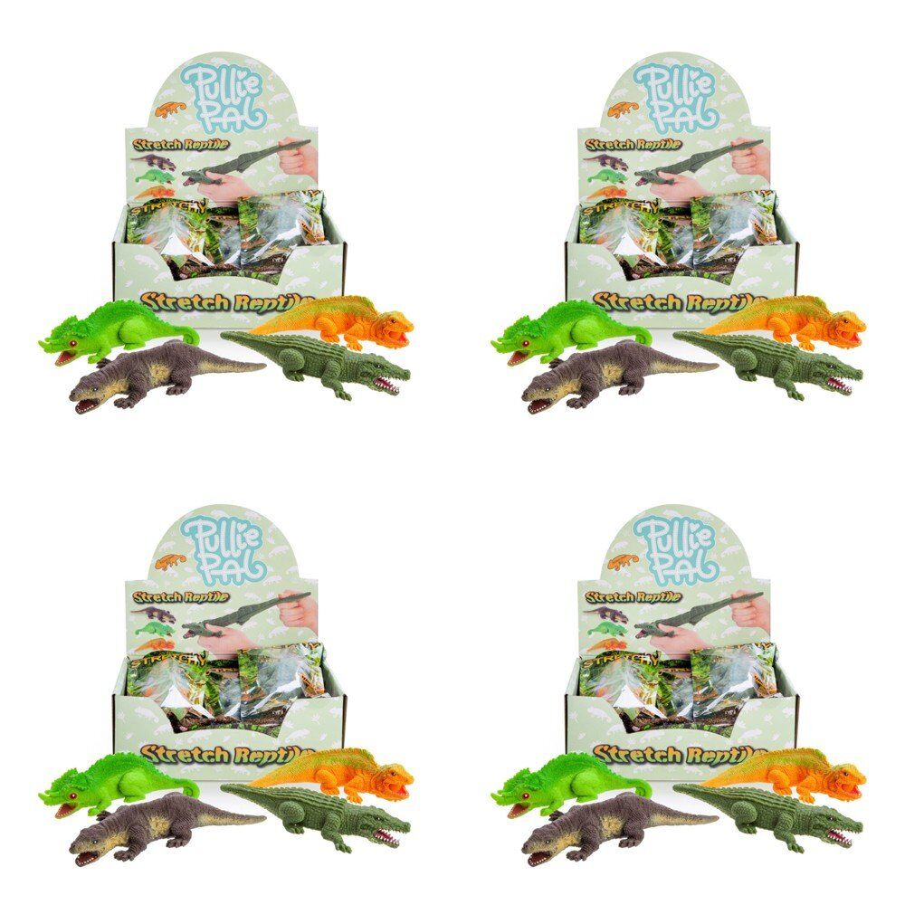 Novelty Gift Pullie Pal Stretch Reptile Assorted Counter Display of 12 Bundle of 4