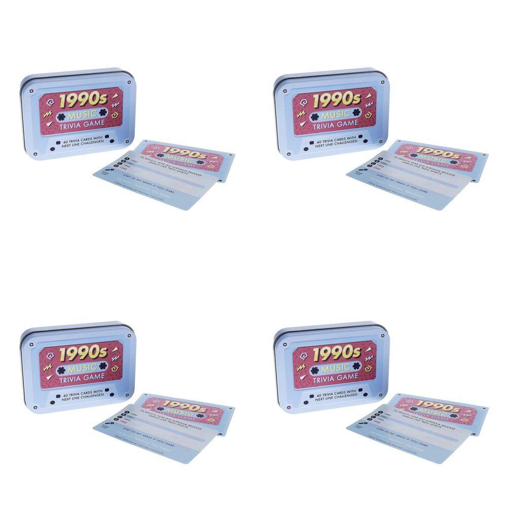 Ridley's 1990s Music Trivia Game in Cassette Tape Tin 40 Trivia Cards Pack of 4