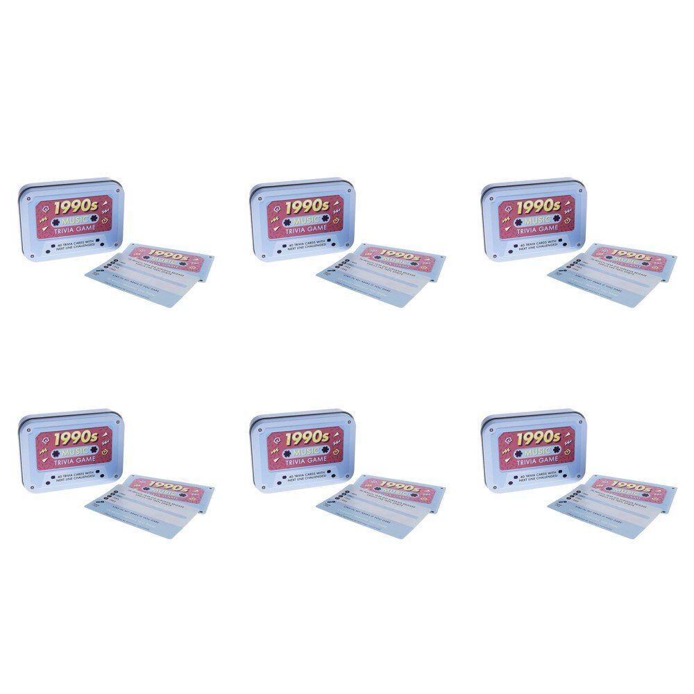 Ridley's 1990s Music Trivia Game in Cassette Tape Tin 40 Trivia Cards Pack of 6