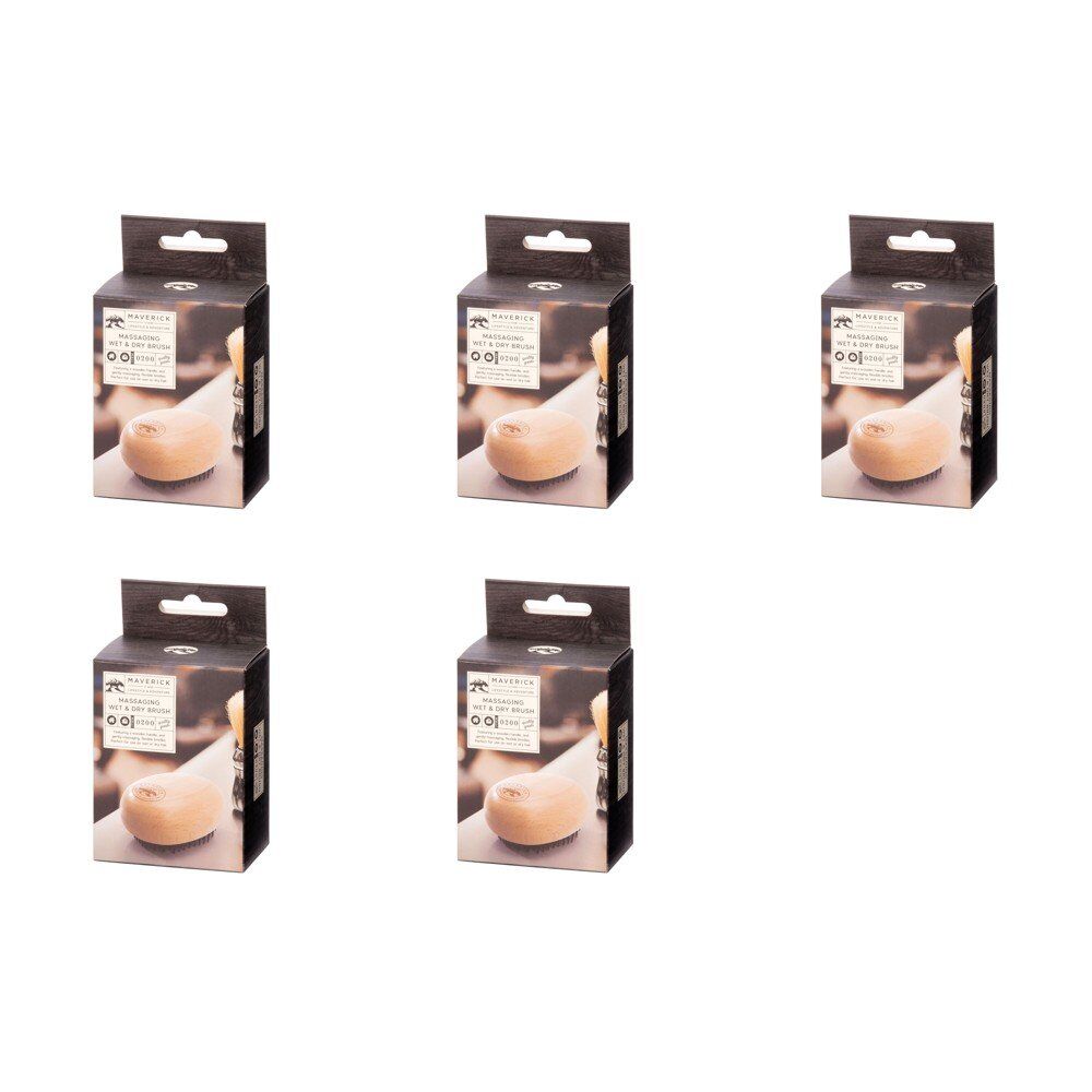 Maverick Massaging Wet and Dry Hair Brush with Wooden Handle Pack of 5