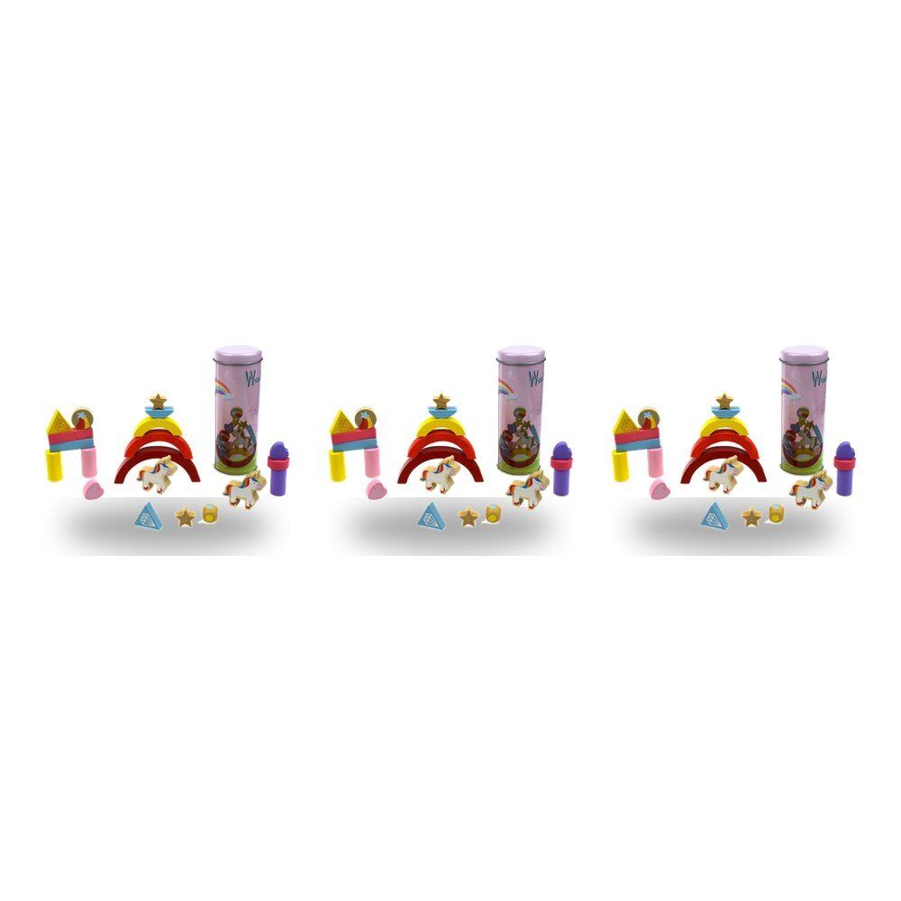 Wooden Balancing Blocks Game Unicorn in Tin Pack of 3