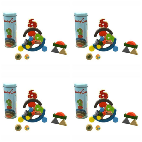 Wooden Balancing Blocks Game Dinosaur in Tin Pack of 4