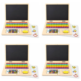 Wooden Magnetic Notebook Laptop Toy with Alphabet Tiles and Chalkboard Pack of 4