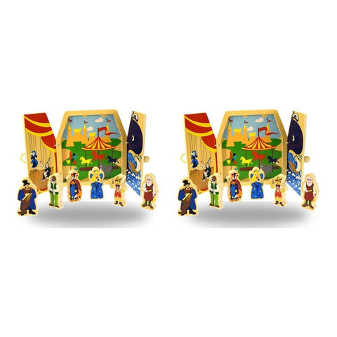 Pinocchio Wooden Storytelling Playset with Fold-Out Theatre and 6 Figures Pack of 2