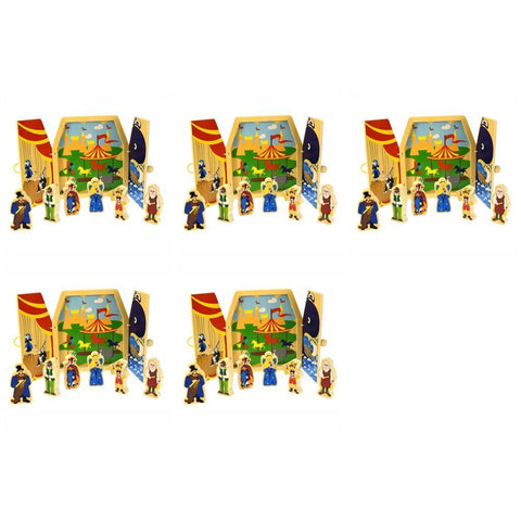 Pinocchio Wooden Storytelling Playset with Fold-Out Theatre and 6 Figures Pack of 5