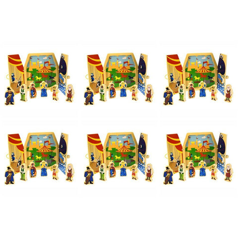 Pinocchio Wooden Storytelling Playset with Fold-Out Theatre and 6 Figures Pack of 6