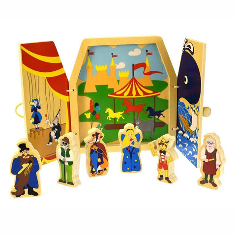 Pinocchio Wooden Storytelling Playset with Fold-Out Theatre and 6 Figures