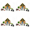 Wooden Police Station Playset with Figures and Vehicles Pack of 4