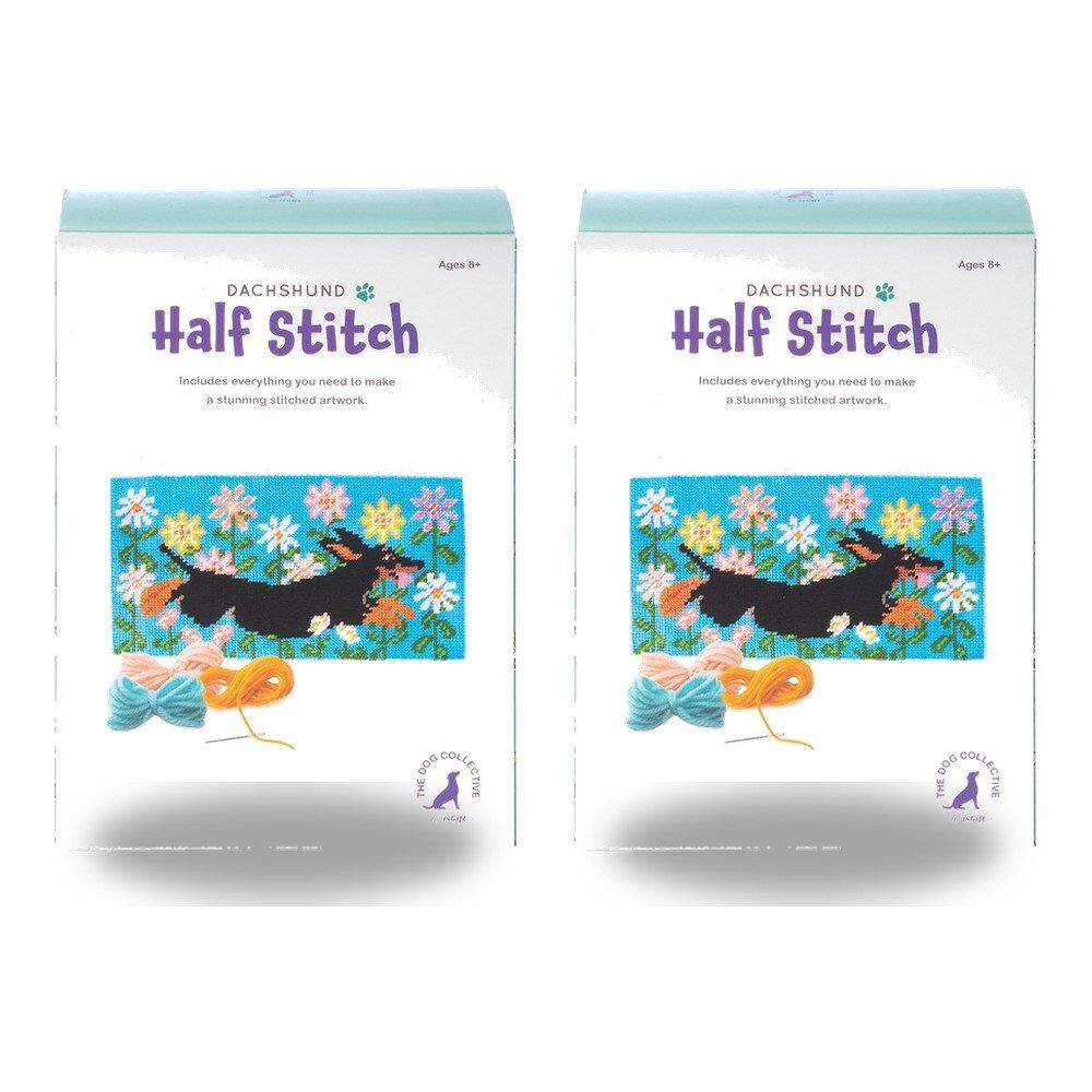 Dog Collective Half Stitch Kit Dachshund Finished Size 35 x 18.5cm Bundle of 2