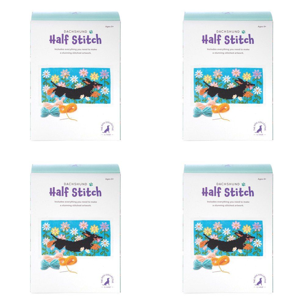 Dog Collective Half Stitch Kit Dachshund Finished Size 35 x 18.5cm Bundle of 4