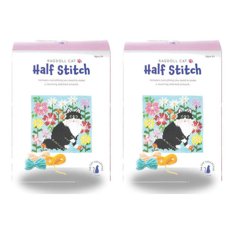 Cat Collective Half Stitch Kit Ragdoll Cat Finished Size 24.5 x 24.5cm Bundle of 2