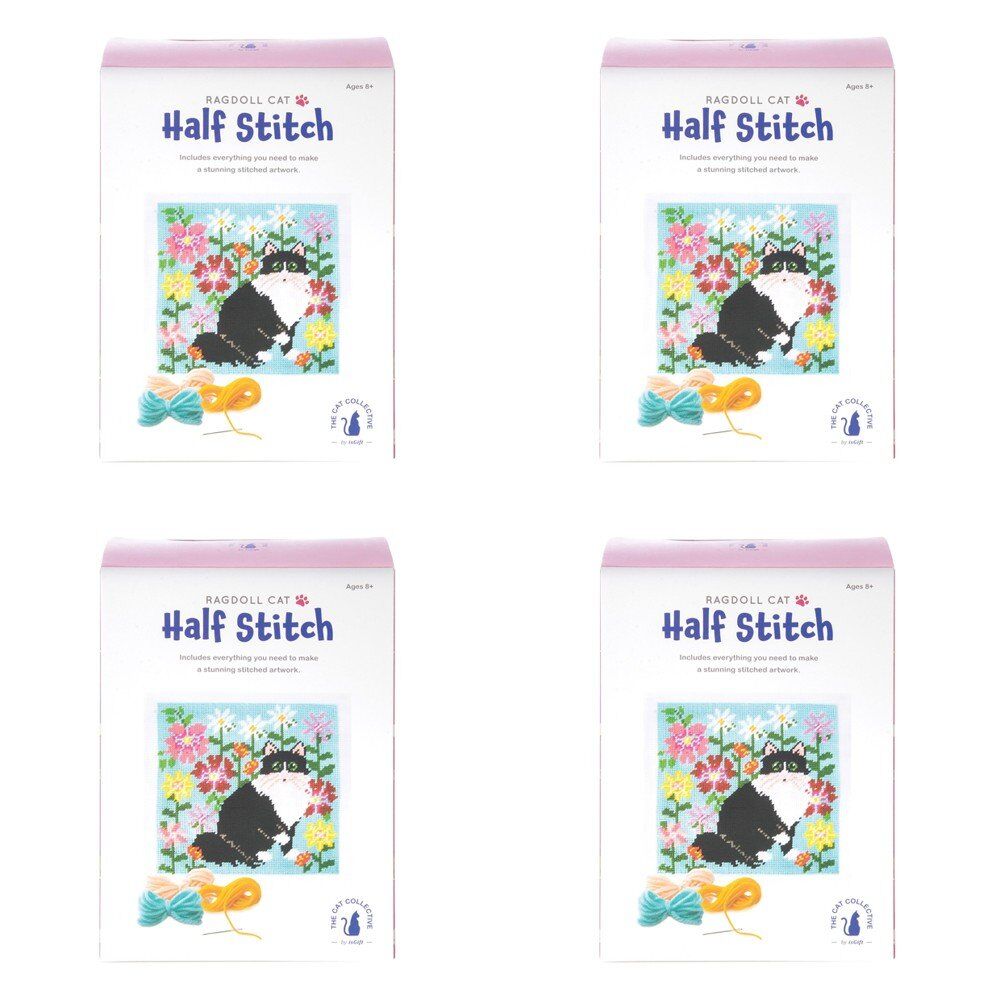 Cat Collective Half Stitch Kit Ragdoll Cat Finished Size 24.5 x 24.5cm Bundle of 4