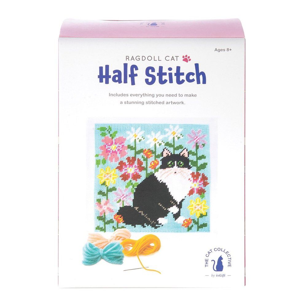 Cat Collective Half Stitch Kit Ragdoll Cat Finished Size 24.5 x 24.5cm
