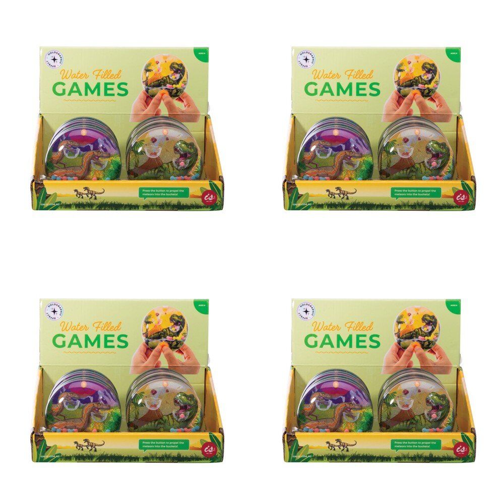 IS Gift Water Filled Games Dinosaur Assorted Counter Display of 12 Bundle of 4